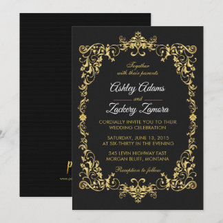 Einladung zur Hochzeit von Black Verziert Gold Scr