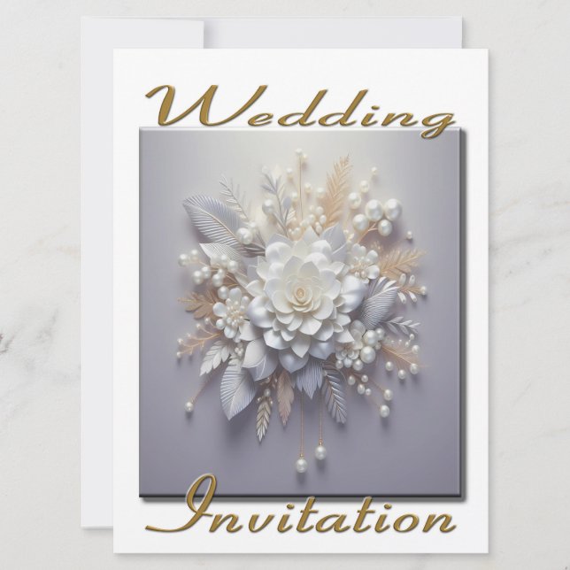 Einladung zur Hochzeit von Blume in Blues (Vorderseite)