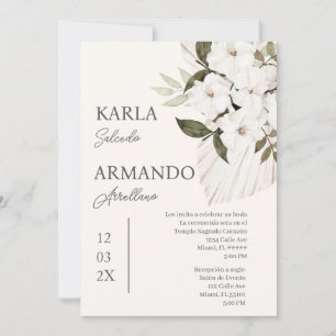Einladung zur Hochzeit von Boho-Weiß-Blumen auf Sp