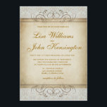 Einladung zur Hochzeit von Brownish Vintag Damask<br><div class="desc">Elegante Hochzeitseinladung mit Vintagem Damast im Hintergrund</div>