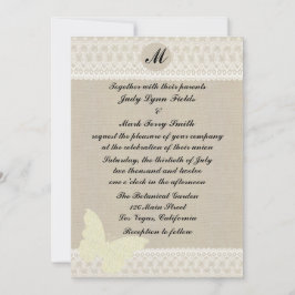 Einladung zur Hochzeit von Burlap- und Lace Monogr
