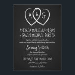 Einladung zur Hochzeit von Chalkboard Hearts Monog<br><div class="desc">Niedliche und skurrile, miteinander verbundene offene Herzen mit Monogramm-Initialen schaffen eine lustige Art, der Welt zu erzählen, die du mit deinen Liebsten heiratest. Hochzeitseinladungen im Schwarz-Weiß-Chalkboard-Stil mit Retro-Kreide-Brief-Typografie in Handschrift. Ideal für moderne Hochzeiten mit einer süßen rustikalen Touch der Romantik für Braut und Bräutigam. Einfach zu bedienende Vorlage kann für...</div>