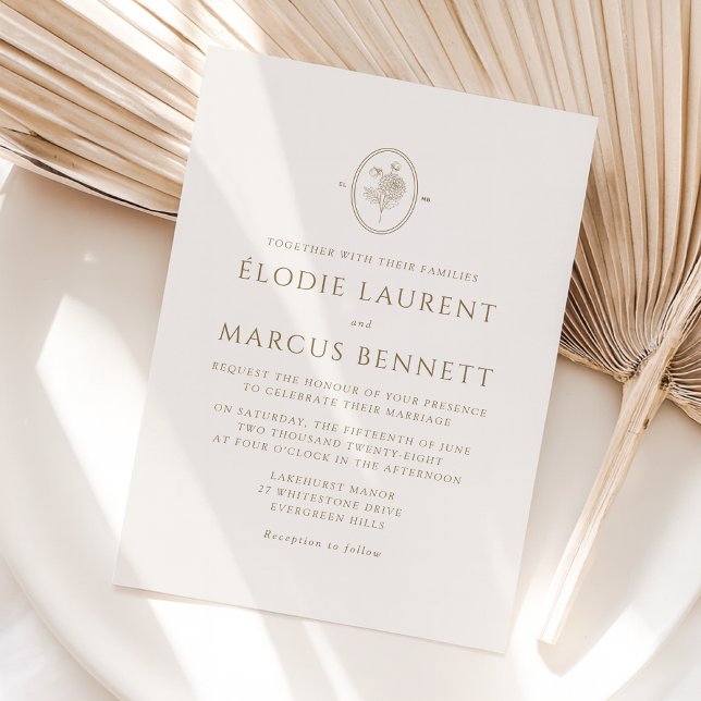 Einladung zur Hochzeit von Champagner Floral Oval  (Von Creator hochgeladen)