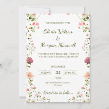 Einladung zur Hochzeit von Creme und Green Floral