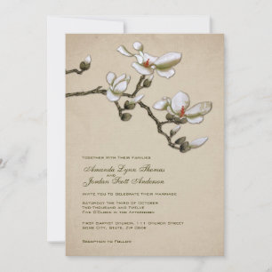 Einladung zur Hochzeit von Creme und Green Magnoli