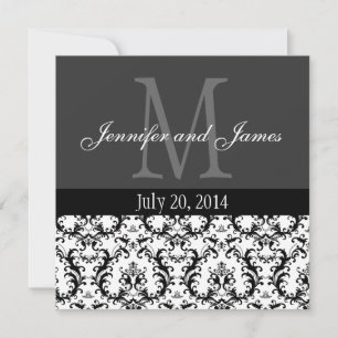 Einladung zur Hochzeit von Damask Black and White 