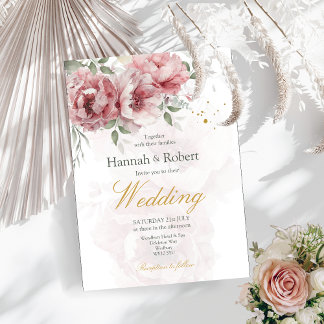 Einladung zur Hochzeit von Deep Pink Peony