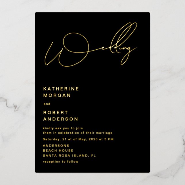 Einladung zur Hochzeit von eleganten Schriftzeiche (Vorderseite)
