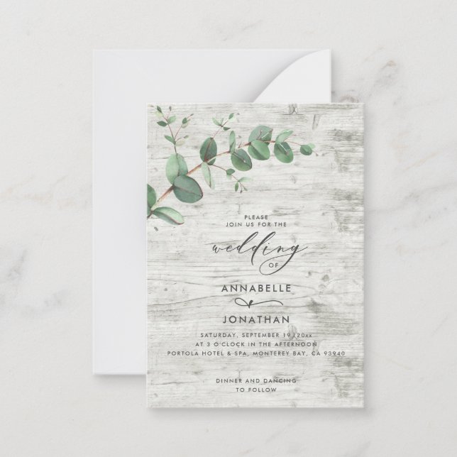 Einladung zur Hochzeit von Eukalyptus-Weißholz (Vorderseite)