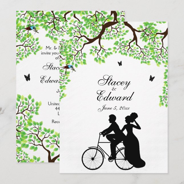 Einladung zur Hochzeit von Fahrrädern (Vorne/Hinten)