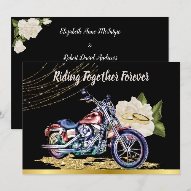 Einladung zur Hochzeit von Fahrradfahrern (Vorne/Hinten)