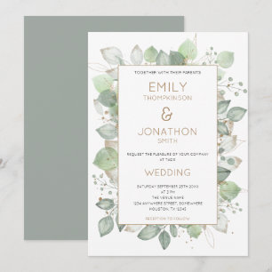 Einladung zur Hochzeit von Foliage Border Gold Sag