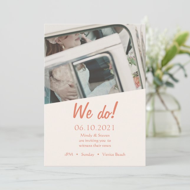 Einladung zur Hochzeit von Foto Beach (Stehend Vorderseite)