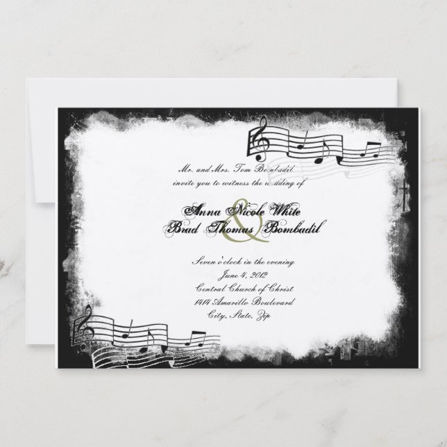 Einladung zur Hochzeit von Funky Torn Paper Black  (Vorderseite)