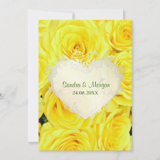 Einladung zur Hochzeit von Gelben Rosen (Vorderseite)