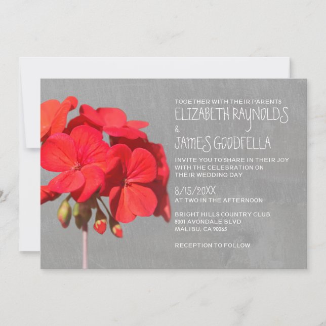 Einladung zur Hochzeit von Geranium (Vorderseite)