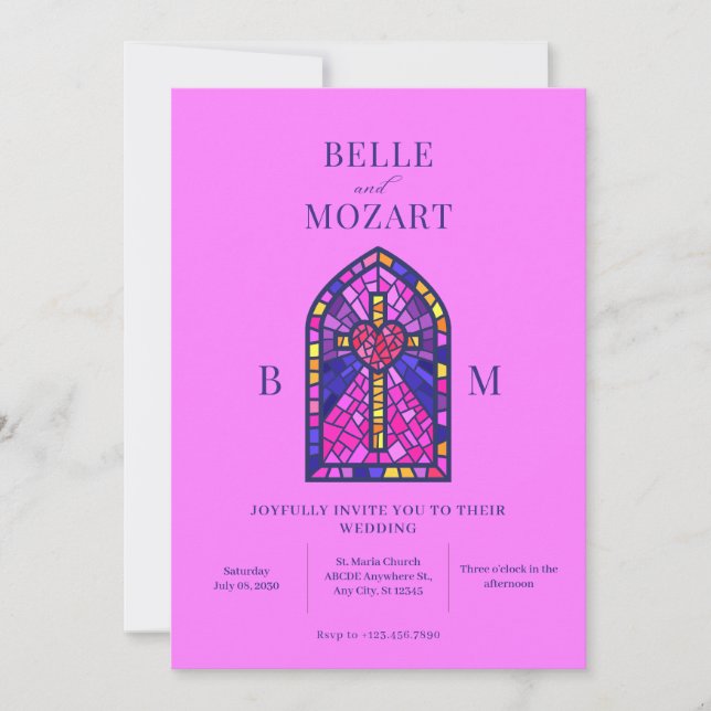 Einladung zur Hochzeit von Glasmalereien (Vorderseite)