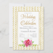 Einladung zur Hochzeit von Gold und Rosa