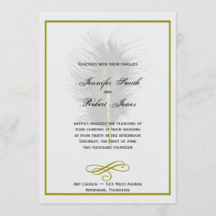 Einladung zur Hochzeit von Gold und White Marabou
