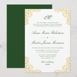 Einladung zur Hochzeit von Goldblumen mit elegante