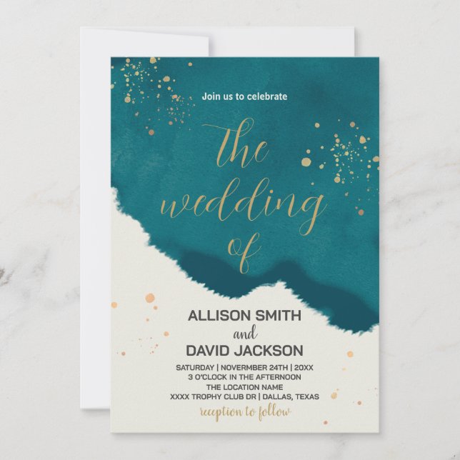 Einladung zur Hochzeit von Golden Green Art (Vorderseite)