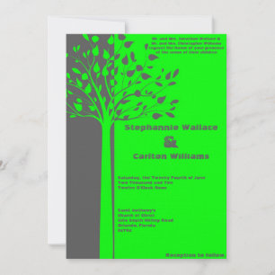 Einladung zur Hochzeit von Grauen/Neongrünem Baum