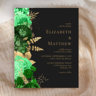 Einladung zur Hochzeit von Green Gold Floral Dark
