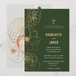 Einladung zur Hochzeit von Green Gold Gilded Cross
