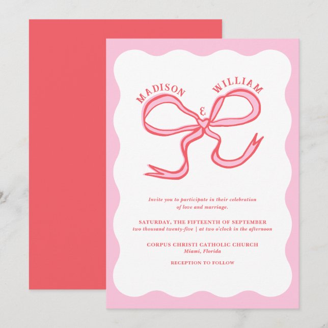 Einladung zur Hochzeit von Hand Rosa Rosa (Vorne/Hinten)