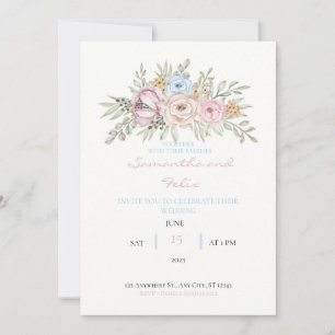 Einladung zur Hochzeit von handgezogenen Wasserfar