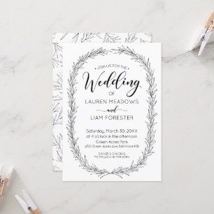 Einladung zur Hochzeit von handgezogenen Zweigen