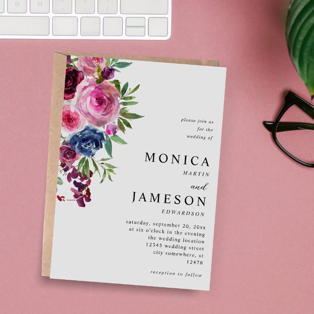 Einladung zur Hochzeit von heißen rosa und blauen  (Von Creator hochgeladen)
