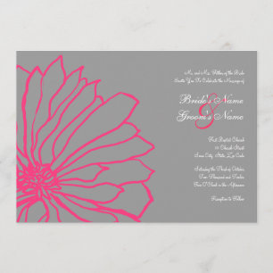 Einladung zur Hochzeit von heißen rosa und grauen 