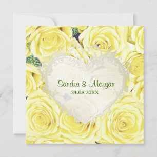 Einladung zur Hochzeit von hellgelben Rosen