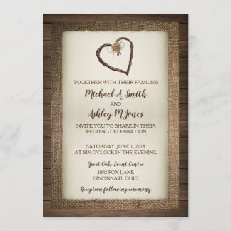 Einladung zur Hochzeit von Holz, Burlap & Twine