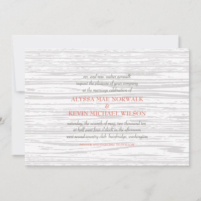 Einladung zur Hochzeit von Holzkörnern (Vorderseite)