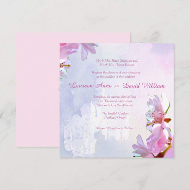 Einladung zur Hochzeit von japanischem Kirschblüte (Vorne/Hinten)