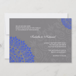 Einladung zur Hochzeit von Karkohle, grau und blau