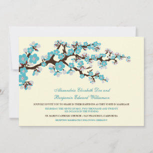 Einladung zur Hochzeit von Kirschblüten (Aqua)