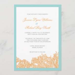 Einladung zur Hochzeit von Korallen für Hochzeiten