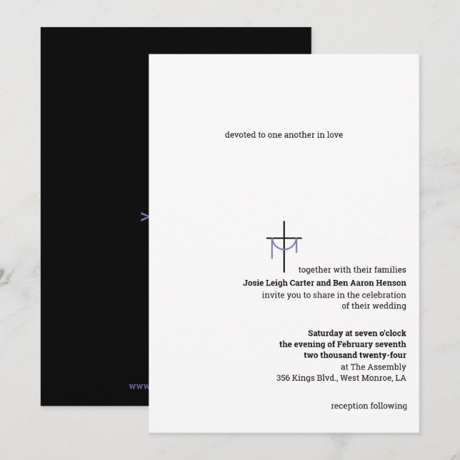 Einladung zur Hochzeit von Kreuz und Tuch (Vorne/Hinten)