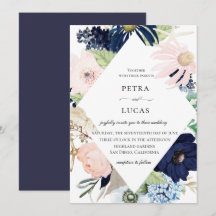 Einladung zur Hochzeit von Küstenfloralrahmen