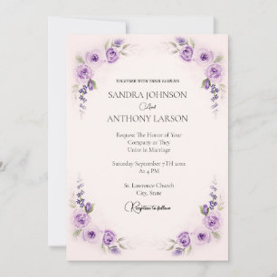 Einladung zur Hochzeit von Lavendel und Blush Rose