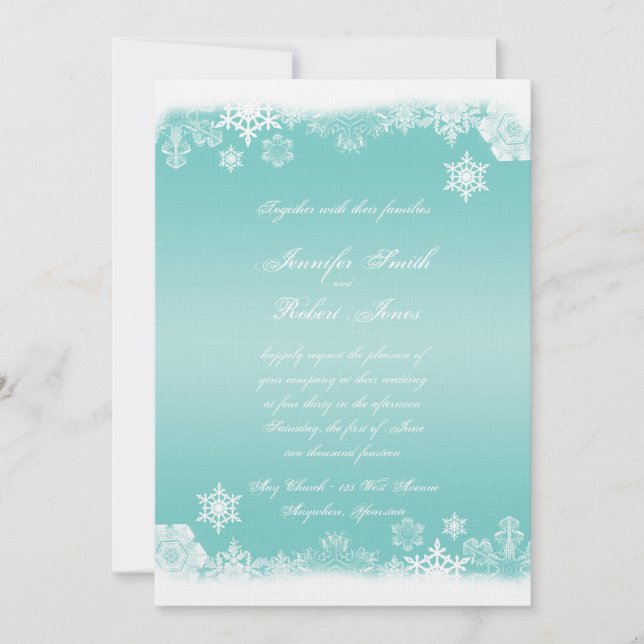 Einladung zur Hochzeit von Light Blue White Snowfl (Vorderseite)