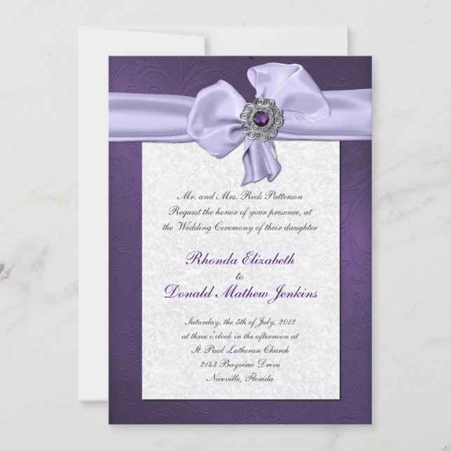 Einladung zur Hochzeit von Lila Damaskus (Vorderseite)