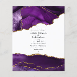Einladung zur Hochzeit von lila und Gold Agate Flyer