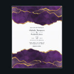 Einladung zur Hochzeit von lila und Gold Agate Flyer<br><div class="desc">Lila und Imitate goldene Folie verleiht Stein-Hochzeitseinladung mit schwarzen Akzenten,  die auf Ihre Eventspezifikationen zugeschnitten sind. Umschläge sind nicht enthalten. Für dickere Einladungen mit Umschlägen und passenden Produkten zum selben Thema lesen Sie bitte die unten stehende Kollektion.</div>