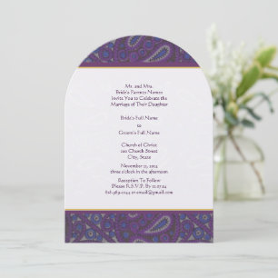 Einladung zur Hochzeit von lila und Gold Paisley