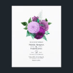 Einladung zur Hochzeit von lila und grünen Blumen Flyer<br><div class="desc">Elegante violette Blumen und grüne Blattwerk Hochzeitseinladung mit Vintagem, bedrängtem Grunge Damast Reverse individuell auf Ihre Event-Besonderheiten. Ideal für jede Art von Thema oder Gartenhochzeit. Umschläge sind nicht enthalten. Für dickere Einladungen mit Umschlägen und passenden Produkten zum selben Thema lesen Sie bitte die unten stehende Kollektion.</div>