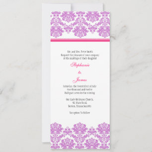 Einladung zur Hochzeit von lila und rosa Damasken